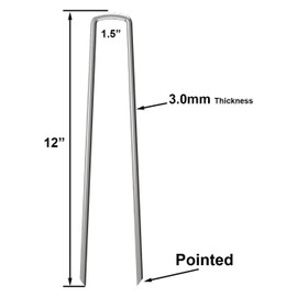 OK5STAR 100 Pack 12" Garden Stakes Pins,Heavy Duty Garden Landscape Staples Stakes Pins Galvanized Landscape Fabric Staples Sod Ground Staple for Anchoring Weed Barrier Fabric