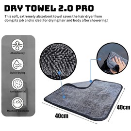 Yeria Shiny Bath XXL Dry Cloth, Fast Dry Drying Towel, Microfibre Cloths, Shiny Bath Wipes Cloths, Premium Drying Towel for Shower Cubicle, Car, Household, Camping (3, 40 x 40 cm)