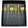 Cutipol Cutlery Set, Portuguese Wedding Gift, Stylish, Dishwasher Safe, Kitchen, Cool Gift Box, GOA, Black Gold, Dinner Set, 6 Pieces