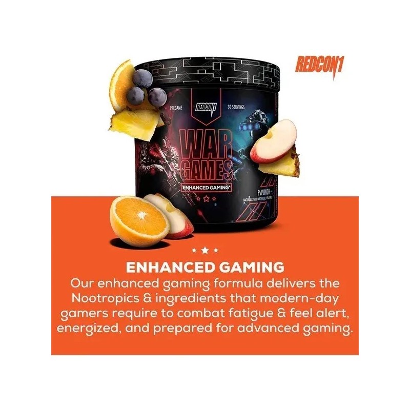Redcon1 War Games Sin Cafeína Suplemento Nootrópico Enfoque Sabor Peach