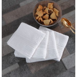 Cotton Fingertip Towels Set - 4 Pack White Highly Absorbent, Soft Feel Fingertip Towels 11"x17"