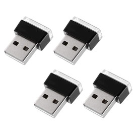 SHMZK 4 PCS USB LED Car Interior Atmosphere Lamp, Mini LED Plug-in USB Interface Trunk Ambient Light, Portable USB Night Lighting Kit Interior Decor for Vehicle Home Office (White+Ice Blue)