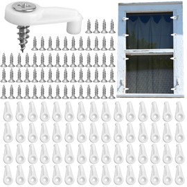 60pcs Window Screen Clips, White Storm Window Clips with 60 Screws to Hold Glass Door Retainer Clip Mirror Holder Clip Hardware Parts for Fixing Mirrors Windows Cabinet Doors Glass