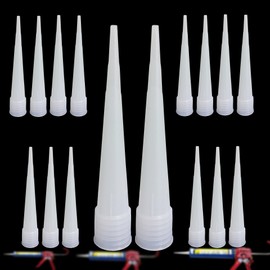 Caulking Nozzle for Caulk Gun, Reusable Silicone Caulk Nozzle Applicator Durable Epoxy Piston Caulk Nozzle (White-16 pieces)