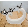FeinKnick Stylish Decoration with Playing Cat and Bird - White