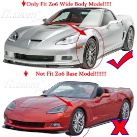 MAG Fits 05-13 Chevy Corvette C6 Z06 Front Bumper Lip Spoiler ZR1 Style Glossy Black