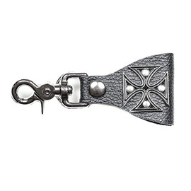 Iron Cross Leather Belt Key Chain Holder Trigger Clasp Key Ring Utility Bikers (Buffalo)