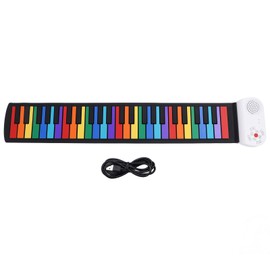 49 Keys Roll Up Piano Toy Realistic Sound Rechargeable Electric Hand Roll Piano Toy for Beginner Colorful Keys