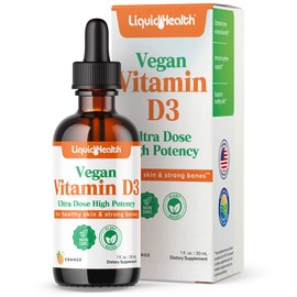 LIQUIDHEALTH Liquid Vitamin D3 5000 IU, Vitamin D Liquid Drops, Adults & Kids, Ultra Concentrated D3 Vitamin D Drops, Pure Vegan Liquid Vitamin D for Immune Support, Bone Health, Mood Support - 1 Oz