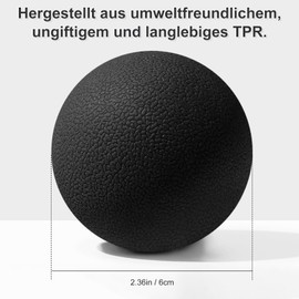 Gemtte Set of 2 Fascia Balls, Small Set, Massage Balls for Back, Spine, Feet, Hands, Massage Trigger Point Ball for Yoga, Myofascial Relaxation, Muscle Relaxation (Black)