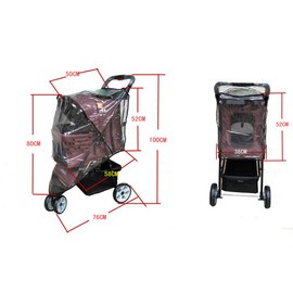 Anwangda Dog Stroller Cover Clear, Magic Sticker Foldable Waterproof Carrier, Plastic Waterproof Pet Stroller Cover,Cat Pet Stroller Rain Cover with Magic Sticker(Clear)