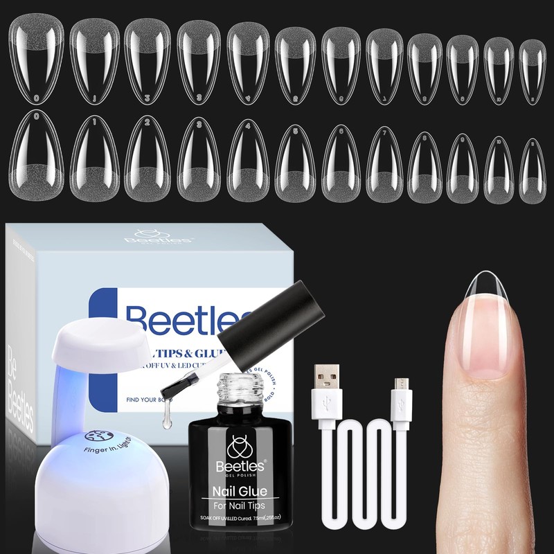 Beetles Kit Uñas Gel Almendra 504 Pzs Extensión Etch X