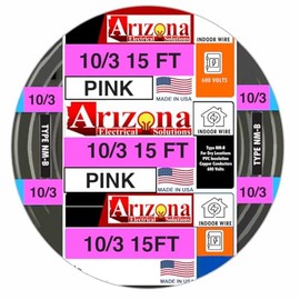 15 Ft 10/3 NM-B Copper Cable, #10 AWG, 3 Conductors with Ground, Pink Jacket