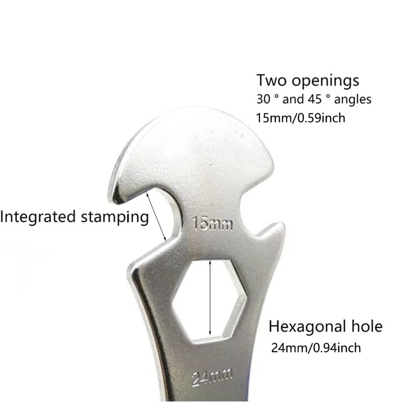 2PCS Bicycle Pedal Wrench Spanner, Long Pedal Spanner 15mm Repair