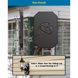 Siding Light Mounting Block, 8141DBL Black Outdoor Mounting Plate kit with Built-in Electrical Box, Vinyl Siding Block for 1/2 inch Double, 2 Pack