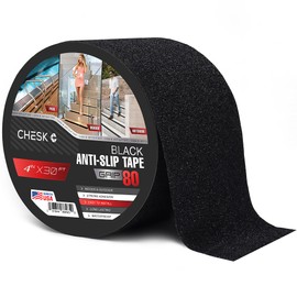 Chesk Grip Tape for Stairs – 4in x 30ft Black Anti-Slip Stair Strips – Adhesive Stair Treads Non-Slip Indoor and Outdoor – Heavy-Duty Grip Tape for Skateboard, Shower, Floor, Steps