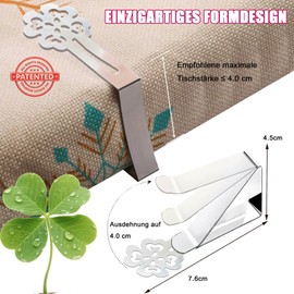 Tablecloth Clips Outdoor for Thick Table Tops, Pack of 10 Tablecloth Clips Table Cover Clips Stainless Steel Tablecloth Clips for Garden Table Restoration Picnic Tablecloths Silver Lucky Clover