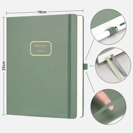 EMSHOI Meeting Notebook for Work with Action Items - 320 Pages, B5 Business Planner, Hardcover Meeting Minutes To Do List Notebook Project Notepad Journal for Women Men, 19 x 25cm, Green