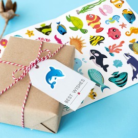 Cute Ocean Sea Animal Adhesive Stickers Tropical Fish Shark Stickers 890 Count for Boys Girls Birthday Invitations Envelopes Mermaid Under The sea Party Goodie Gifts Bags Decor Class Rewards