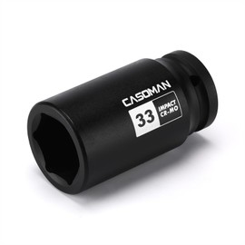 CASOMAN 3/4" Drive 33 mm Axle Nut Impact Socket, CR-MO, 6 Point Deep Impact Socket (33MM) for Easy Removal of Axle Shaft Nuts
