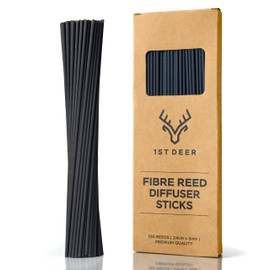 1st Deer Fiber Reed Sticks – 100 pcs Black Reed Diffuser Sticks for Essential Oil Aroma Refill, Spa, Fragrance, Aromatherapy (24 cm x 3 mm)