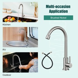 Heyalan Single Handle Cold Water Bar Sink Faucet,360° Swivel,Brushed Nickel