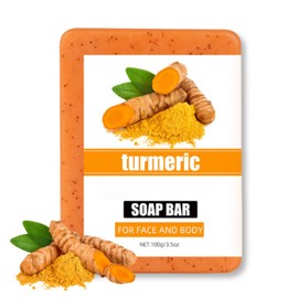 Natural Turmeric Soap Bar for Face & Body - Lemon Turmeric Ko-jic A-cid Soap -Turmeric Soap for Da-rk Sp-ots - Handmade Soap Bar For Women,Mens Bar Soap Bath -Gentle Cleansing & Hydrating,Smooth Skin