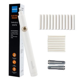 tenwin Battery Operated Pencil Eraser, Electric Eraser Kit with 2 Different Eraser Sizes, Ideal for Sketching, Drafting, Drawing (White)