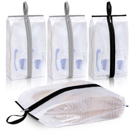 MISSLO Waterproof Shoe Bags for Travel 4 Pack XX-Large Shoe Storage Bag Clear Sneaker Pouch Portable Boots Organizer with Sturdy Zipper for Men & Women