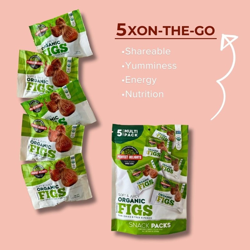 Perfect Delights Organic Snack Pack Figs, Sun-Dried Turkish Figs, On-the-Go