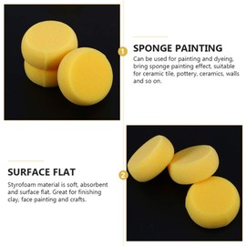 1 Set 24Pcs Synthetic Artist Sponges, Round Art Sponges, Yellow Painting Sponges for Painting, Crafts, Ceramics, Household Use, 7cm/2.75in