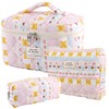 YINGJEE Large Quilted Makeup Bag for Women and Girls, Cute