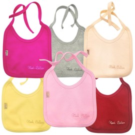 Neek Cotton | Set Baberos Impermeables x6 Piezas – Algodón Para bebe Niña- Niño | Resistentes Al Agua -Babero Plastificado | Lavables a Maquina (6 Piezas, Niña)