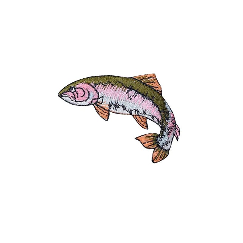Rainbow Trout Fish Embroidered Iron on Patch