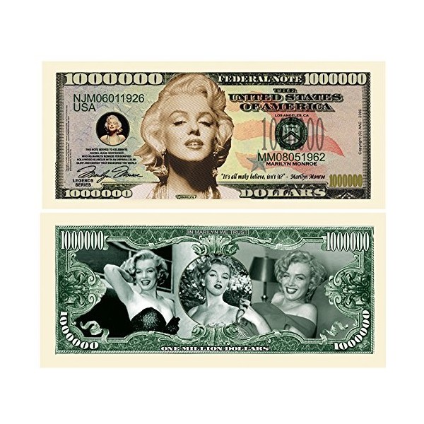 American Art Classics Marilyn Monroe Million Dollar Novelty Bill Collectible