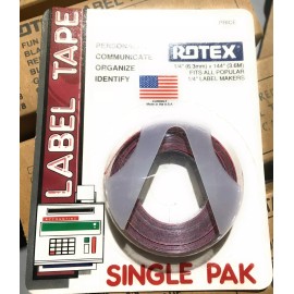 Rotex 1/4” Manual Embossed Label Maker Tape Red 144" New Old Stock