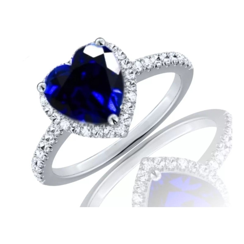 Dtup Anillo Corazón Del Mar Zafiro Azul Titanic Plata S925