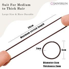 JASVERLIN Brown Thin Small Elastic Hair Bands, 2 mm Hair Bands for Girls Women, No Slipping, No Pulling, Strong Ponytail Holders for Fine to Medium Thick Hair, Pack of 80 (Dark Brown)