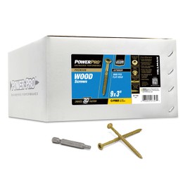 Power Pro 967778 Wood Screws, #9 x 3, Premium Outdoor Deck Screws, Rust Resistant, Epoxy Coated Bronze, 1/4 Keg, 2000 pcs