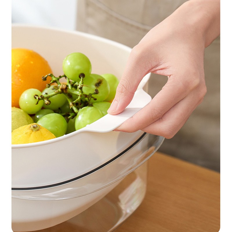 Fruits Vegetables Washing Basket Double Layer Quick Water Drainage Kitchen