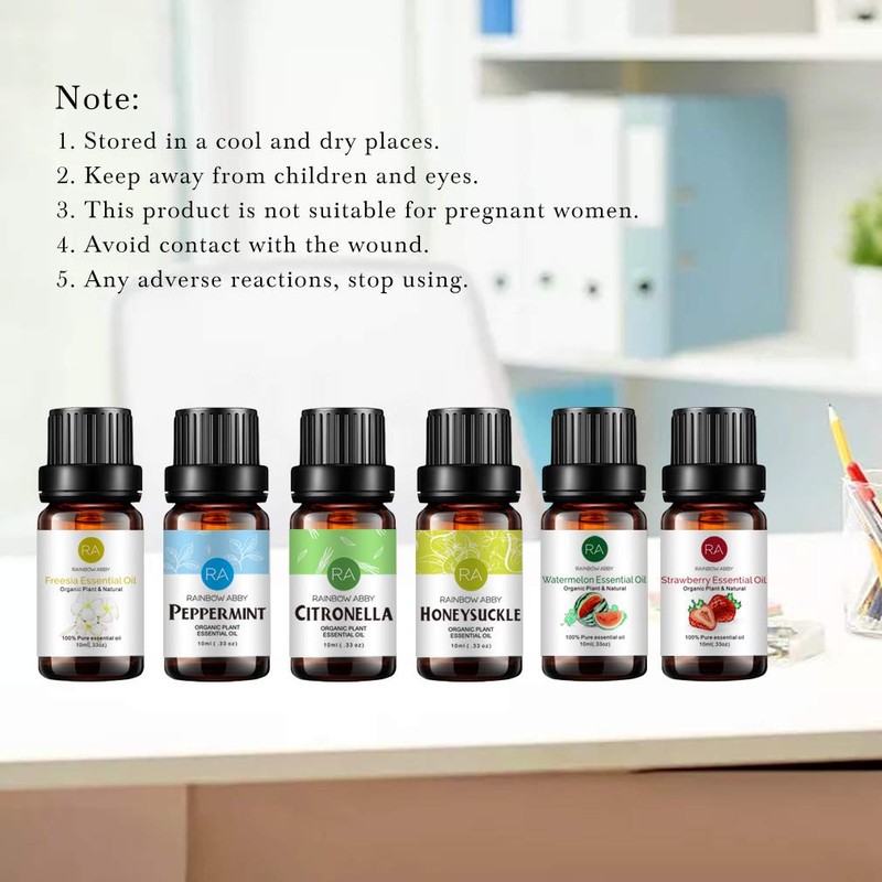 RAINBOW ABBY 6-Pack Orangic 100% Pure Essential Oil Set (Peppermint,