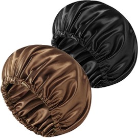 2 PCS Satin Bonnet Double Layer Sleep Hair Silk Bonnet for Sleeping Women Curly Natural Hair