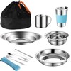 Outdoor Camping Cutlery Set Stainless Steel Tableware for 1-2 Person