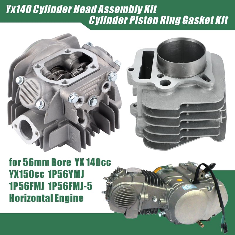 YX140 Cylinder Head Assembly Kit + Cylinder Piston Ring Gasket