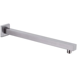 Square Shower Arm with Flange Heavy Duty Stainless Steel Rainfall Shower Head Extension Pipe, Bathroom Wall Mounted 16 Inch Extender Arm, Brushed Nickel