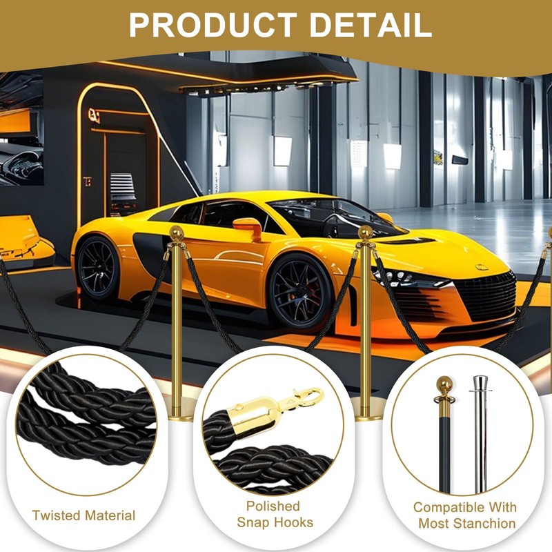 Aweisile Barrier Cord Black Barrier Rope with Hook Barrier Tape