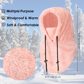 Geyoga Balaclava Winter Balaclava Ski Mask Motorcycle Mask Bicycle Adjustable Windproof Face Hood Outdoor, pink