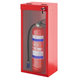 Zonon Fire Extinguisher Cabinet Wall & Surface Mount Steel Cabinet Red Fire Extinguisher Holder Case with Handle for Indoor Outdoor, 24.75" x 10.25" W x 7" D