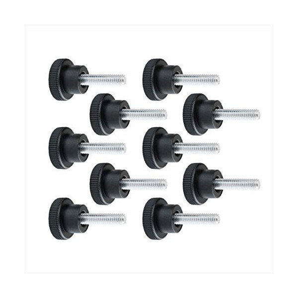 POWERTEC 71610 15mm Screw On Round Knobs, Black, M4 x