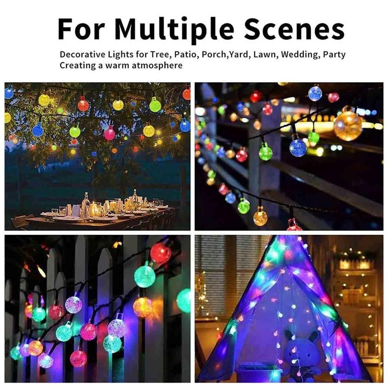 2 Pack 50 LED Solar Light Outdoor Waterproof Crystal Ball